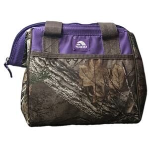 IGLOO Purple & Camo Insulated Lunch Tote | Zip Top | Dual Handles